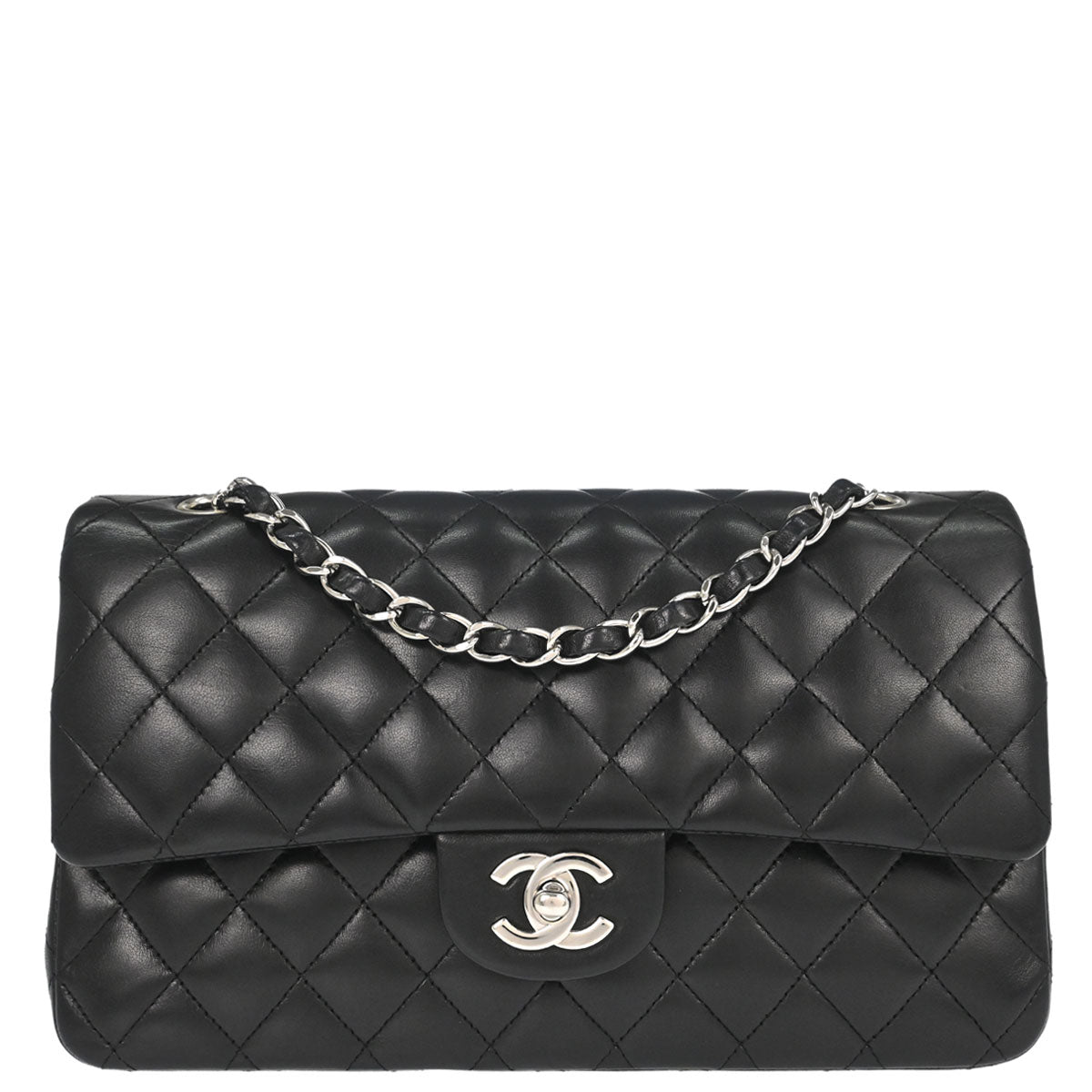 Chanel 2006-2008 Black Lambskin Medium Classic Double Flap Shoulder Bag