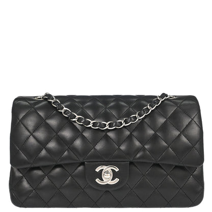 Chanel 2006-2008 Black Lambskin Medium Classic Double Flap Shoulder Bag