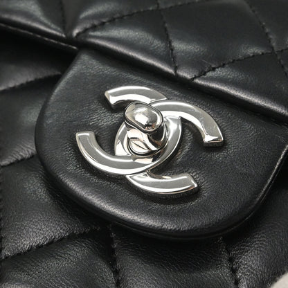 Chanel 2006-2008 Black Lambskin Medium Classic Double Flap Shoulder Bag