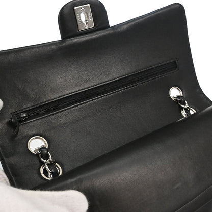 Chanel 2006-2008 Black Lambskin Medium Classic Double Flap Shoulder Bag
