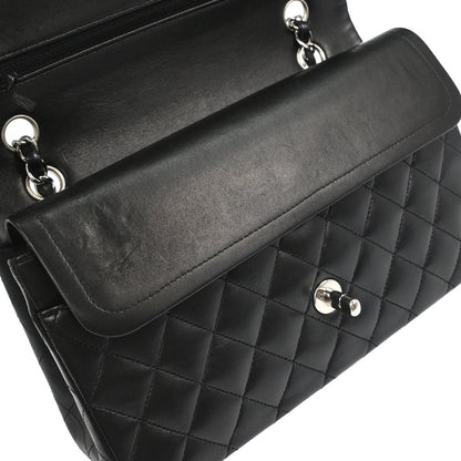 Chanel 2006-2008 Black Lambskin Medium Classic Double Flap Shoulder Bag
