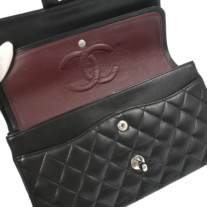 Chanel 2006-2008 Black Lambskin Medium Classic Double Flap Shoulder Bag
