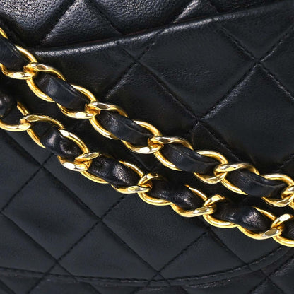 Chanel 1989-1991 Black Lambskin Small Classic Double Flap Shoulder Bag