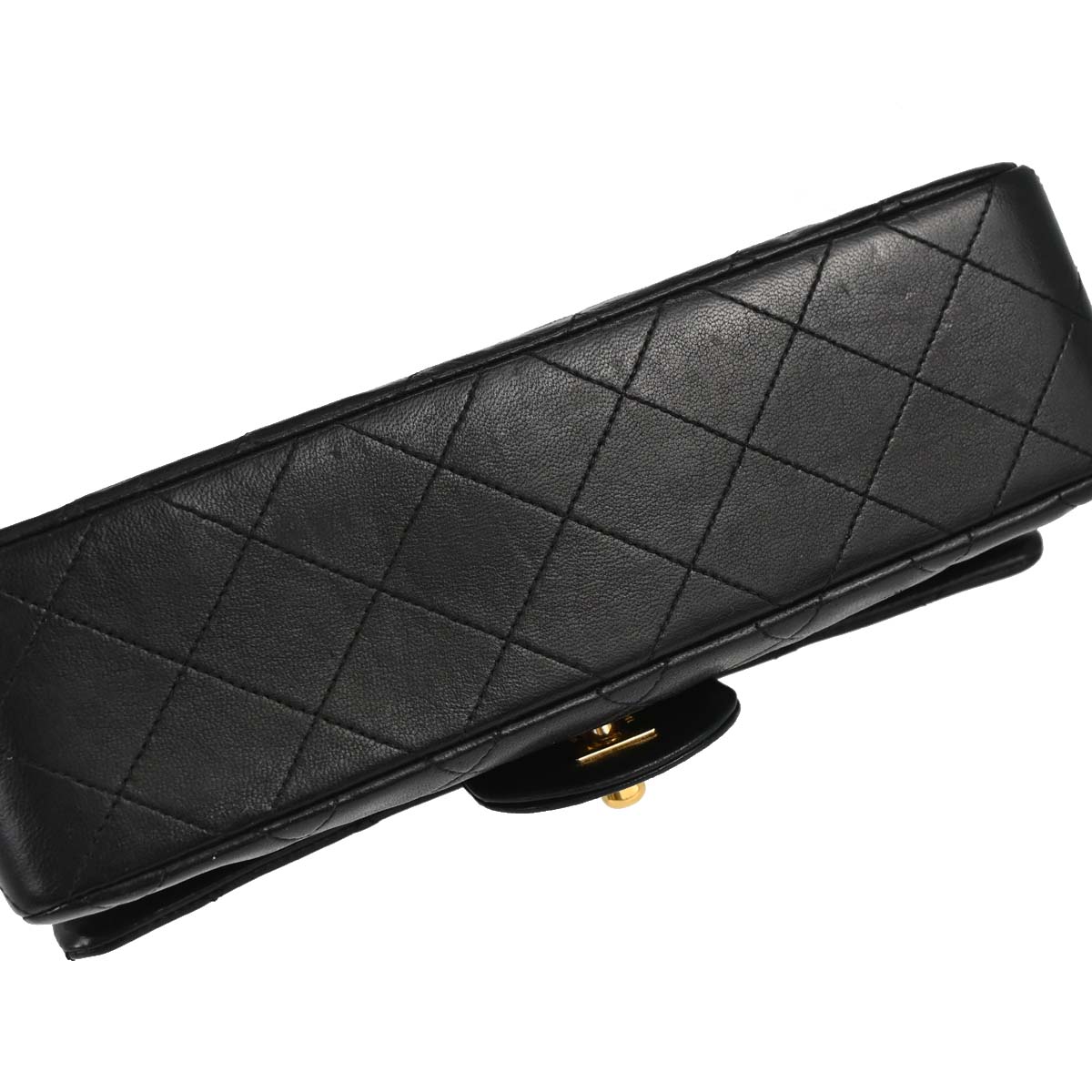 Chanel 1989-1991 Black Lambskin Small Classic Double Flap Shoulder Bag