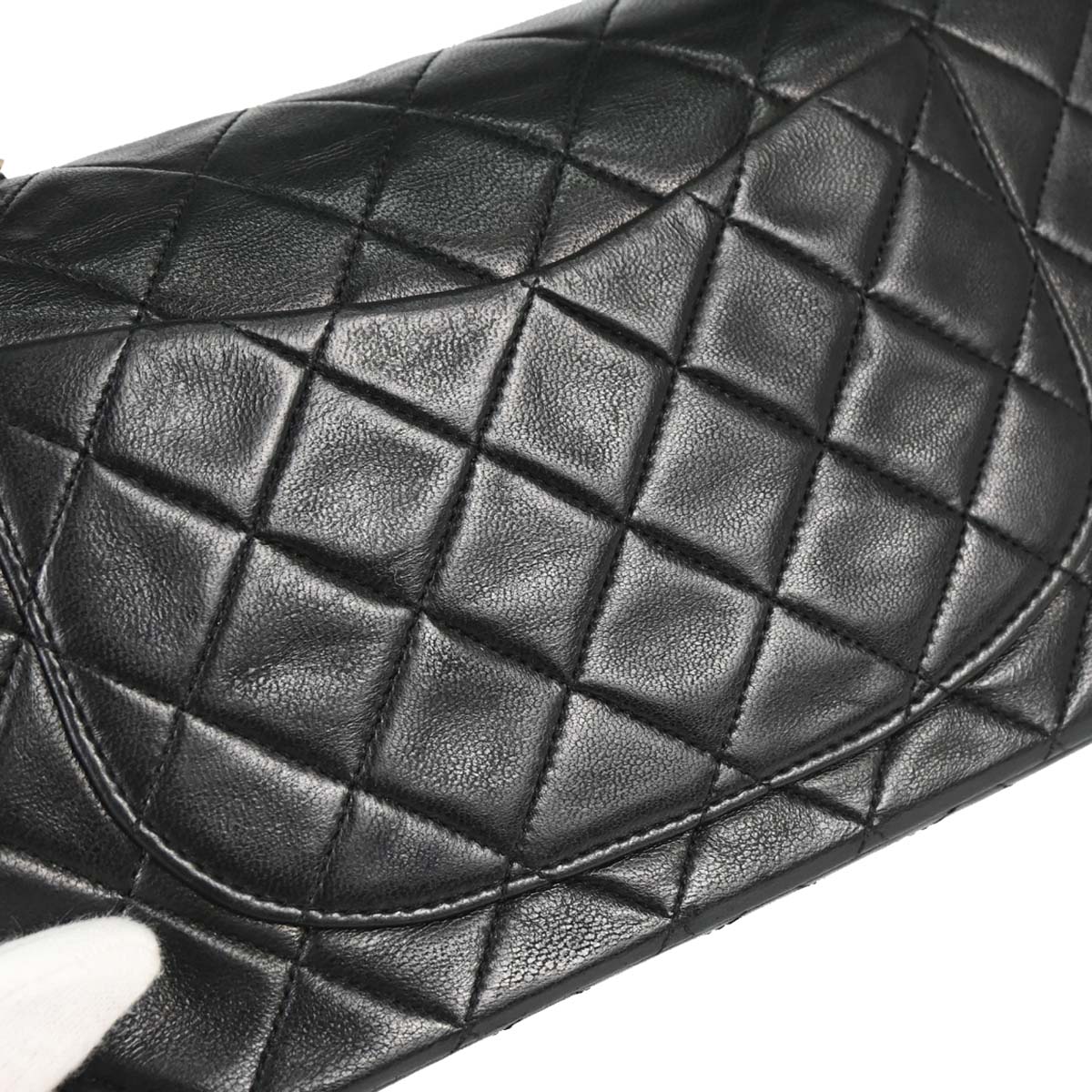 Chanel 1989-1991 Black Lambskin Small Classic Double Flap Shoulder Bag