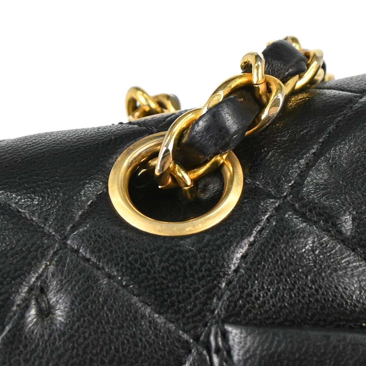 Chanel 1989-1991 Black Lambskin Small Classic Double Flap Shoulder Bag
