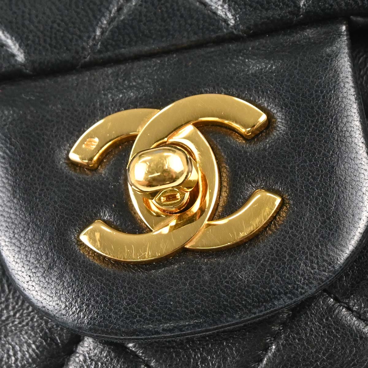 Chanel 1989-1991 Black Lambskin Small Classic Double Flap Shoulder Bag
