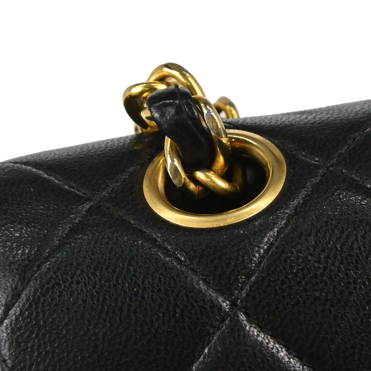 Chanel 1989-1991 Black Lambskin Small Classic Double Flap Shoulder Bag