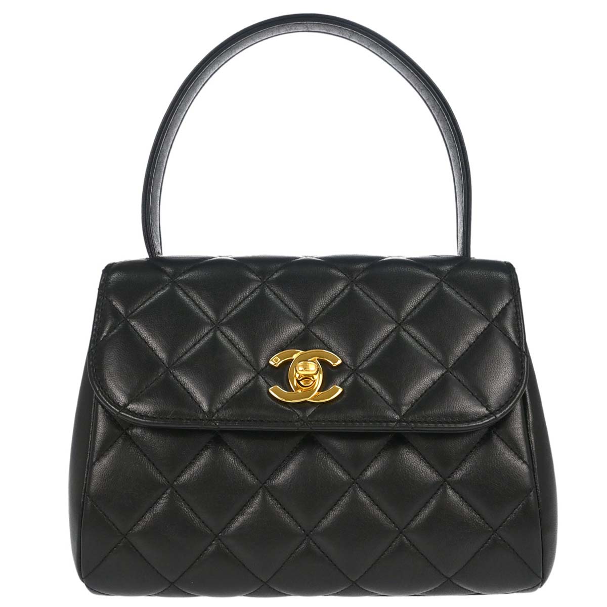 Chanel Black Lambskin Top Handle Handbag