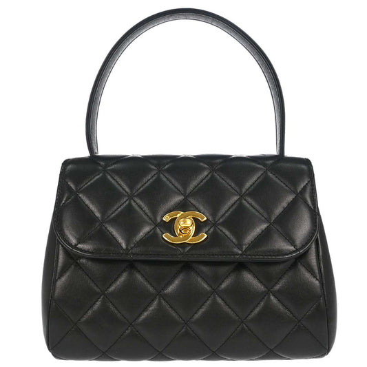 Chanel Black Lambskin Top Handle Handbag