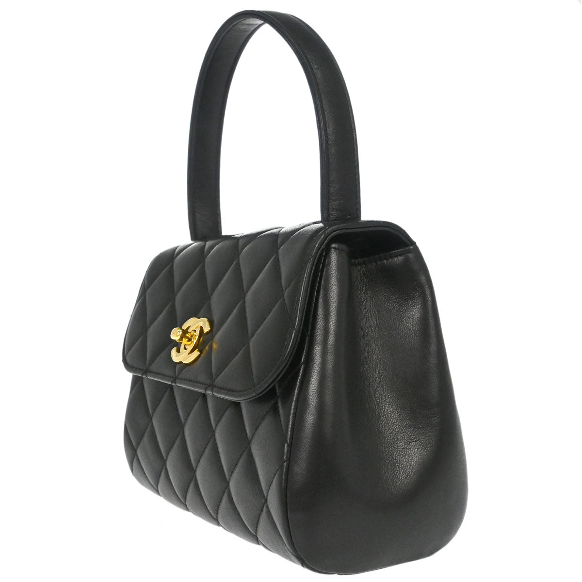 Chanel Black Lambskin Top Handle Handbag