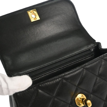 Chanel Black Lambskin Top Handle Handbag