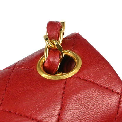 Chanel 1989-1991 Red Lambskin Mini Classic Square Flap Shoulder Bag 17