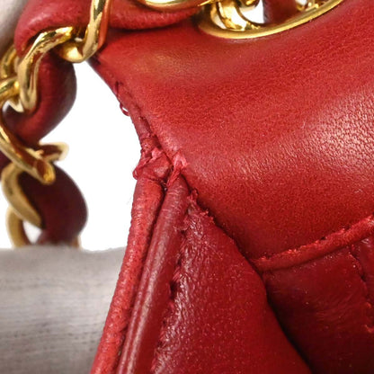 Chanel 1989-1991 Red Lambskin Mini Classic Square Flap Shoulder Bag 17