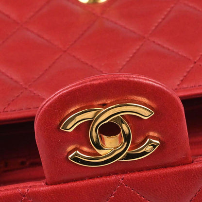 Chanel 1989-1991 Red Lambskin Mini Classic Square Flap Shoulder Bag 17