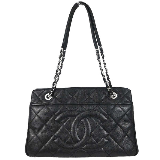 Chanel 2013-2014 Black Caviar Skin Timeless CC Chain Tote Bag