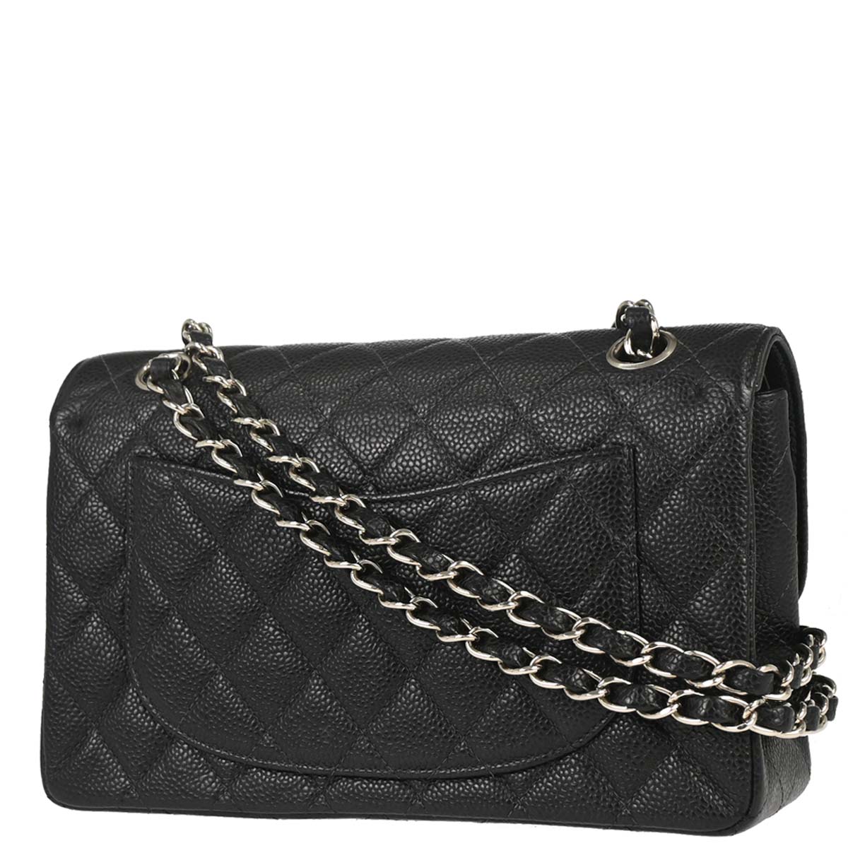 Chanel 2000-2001 Black Caviar Skin Small Classic Double Flap Shoulder Bag