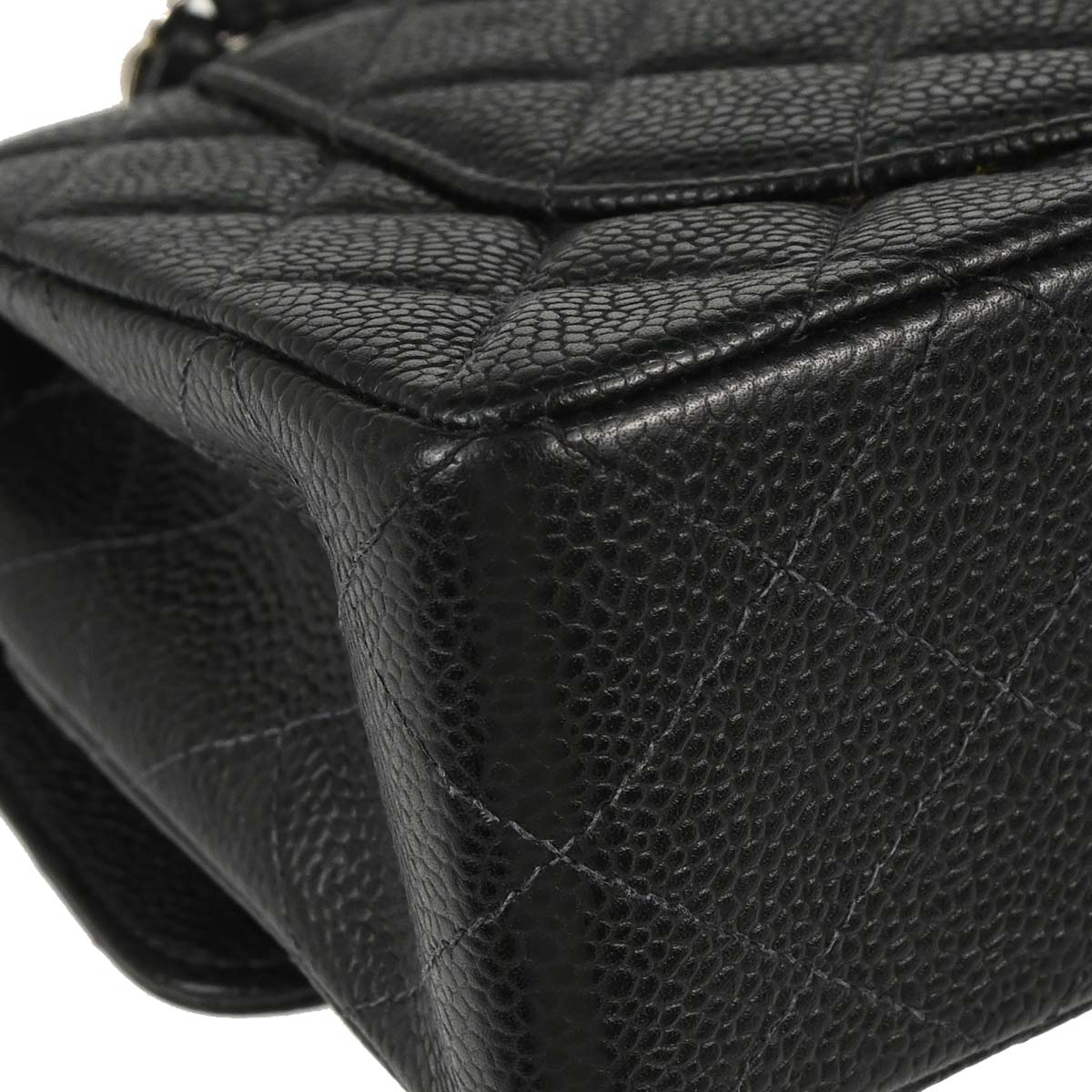 Chanel 2000-2001 Black Caviar Skin Small Classic Double Flap Shoulder Bag