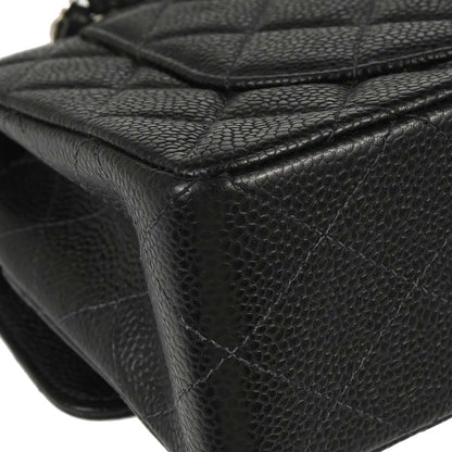 Chanel 2000-2001 Black Caviar Skin Small Classic Double Flap Shoulder Bag