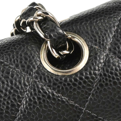 Chanel 2000-2001 Black Caviar Skin Small Classic Double Flap Shoulder Bag