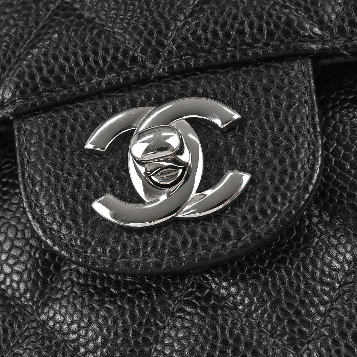 Chanel 2000-2001 Black Caviar Skin Small Classic Double Flap Shoulder Bag