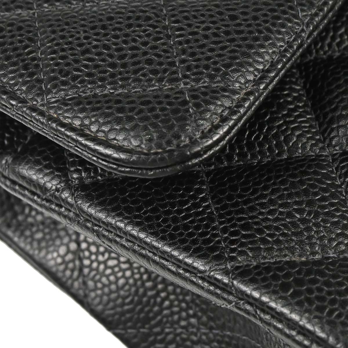 Chanel 2000-2001 Black Caviar Skin Small Classic Double Flap Shoulder Bag