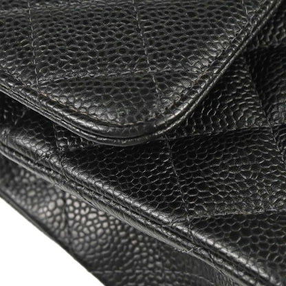 Chanel 2000-2001 Black Caviar Skin Small Classic Double Flap Shoulder Bag