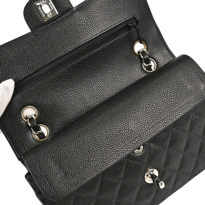 Chanel 2000-2001 Black Caviar Skin Small Classic Double Flap Shoulder Bag