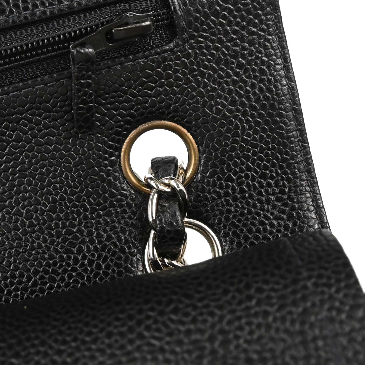 Chanel 2000-2001 Black Caviar Skin Small Classic Double Flap Shoulder Bag
