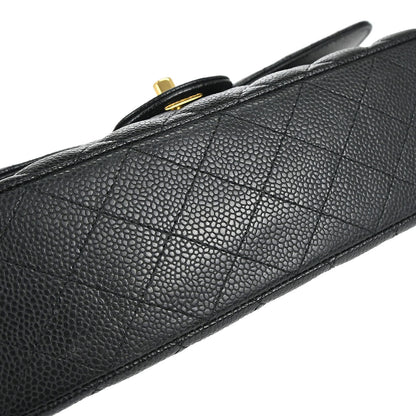 Chanel Black Caviar Skin Medium Classic Double Flap Shoulder Bag