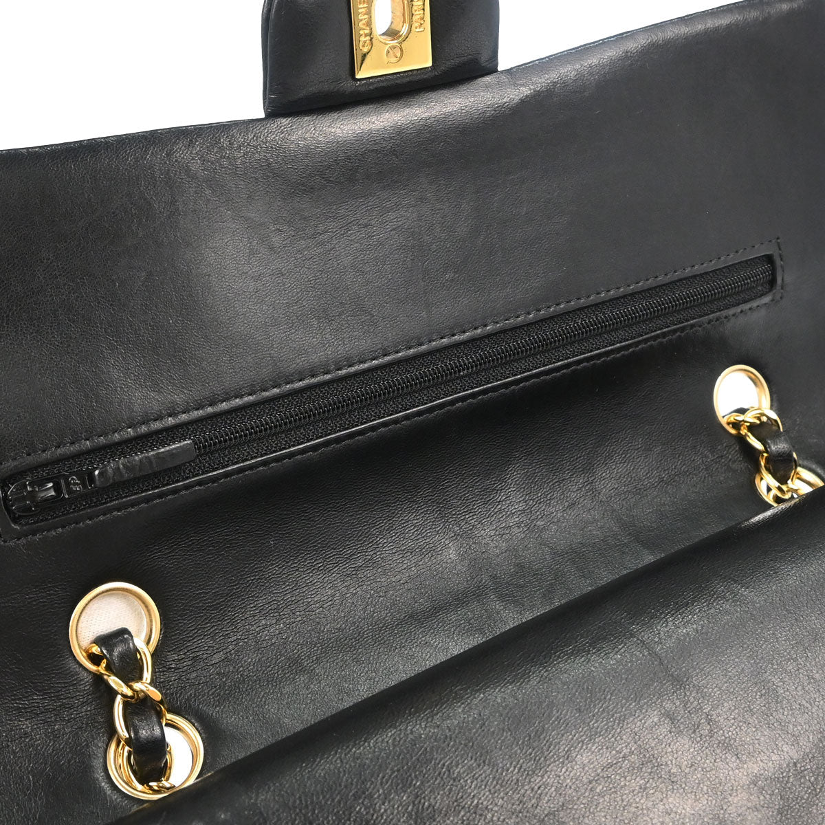Chanel 2014 Black Lambskin Medium Classic Double Flap Shoulder Bag