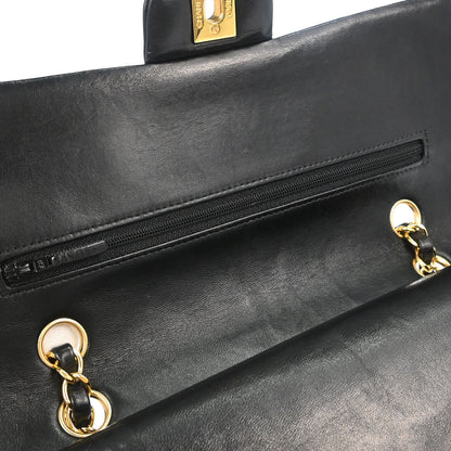 Chanel 2014 Black Lambskin Medium Classic Double Flap Shoulder Bag