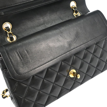 Chanel 2014 Black Lambskin Medium Classic Double Flap Shoulder Bag