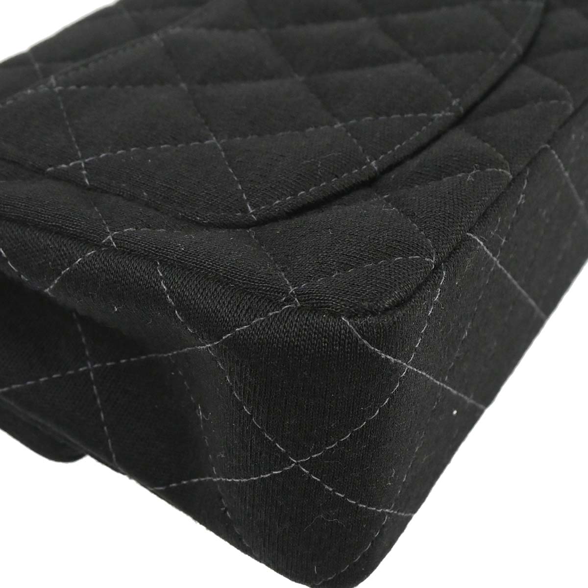 Chanel 2000-2002 Black Cotton Mini Classic Square Flap Shoulder Bag 17