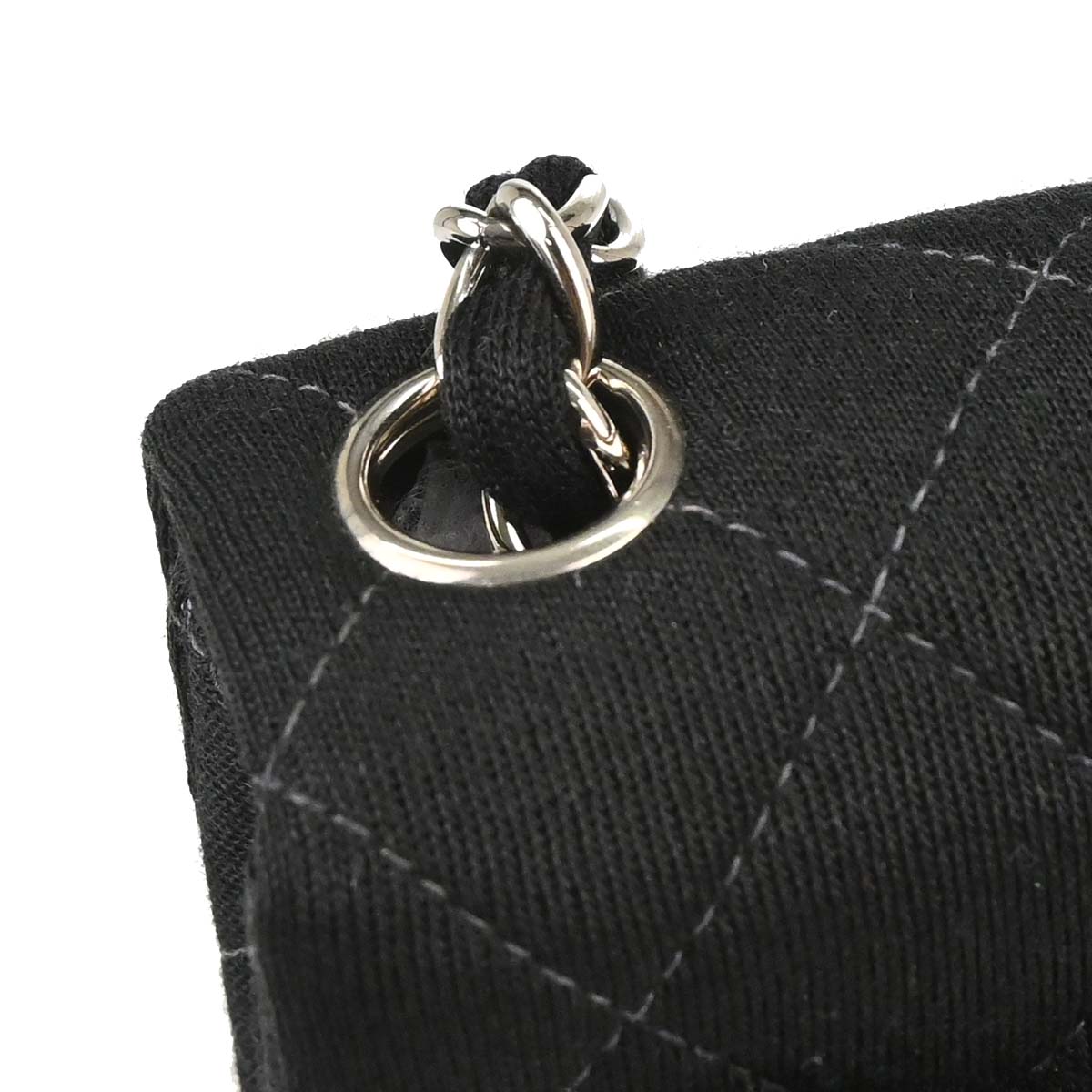 Chanel 2000-2002 Black Cotton Mini Classic Square Flap Shoulder Bag 17