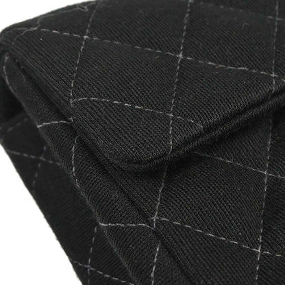 Chanel 2000-2002 Black Cotton Mini Classic Square Flap Shoulder Bag 17