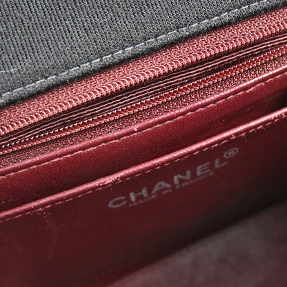 Chanel 2000-2002 Black Cotton Mini Classic Square Flap Shoulder Bag 17
