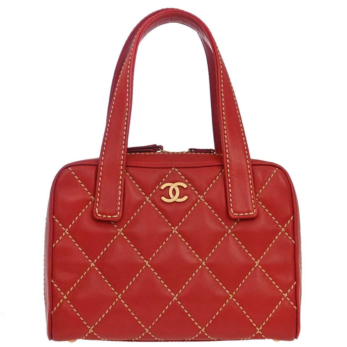 Chanel 2002-2003 Red Calfskin Wild Stitch Handbag