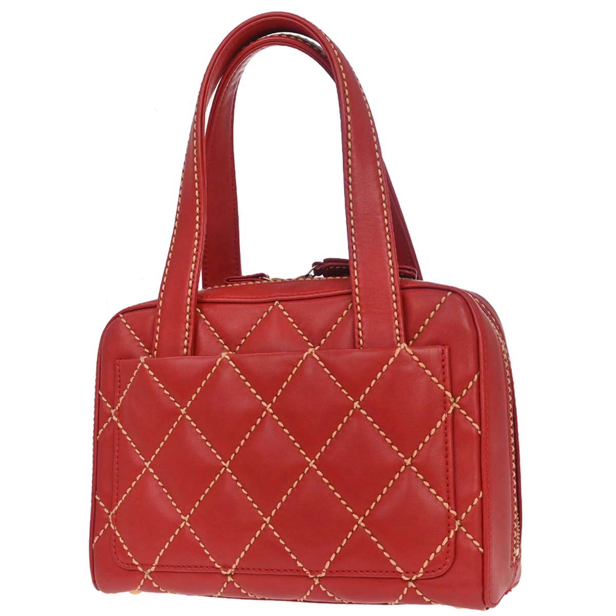 Chanel 2002-2003 Red Calfskin Wild Stitch Handbag
