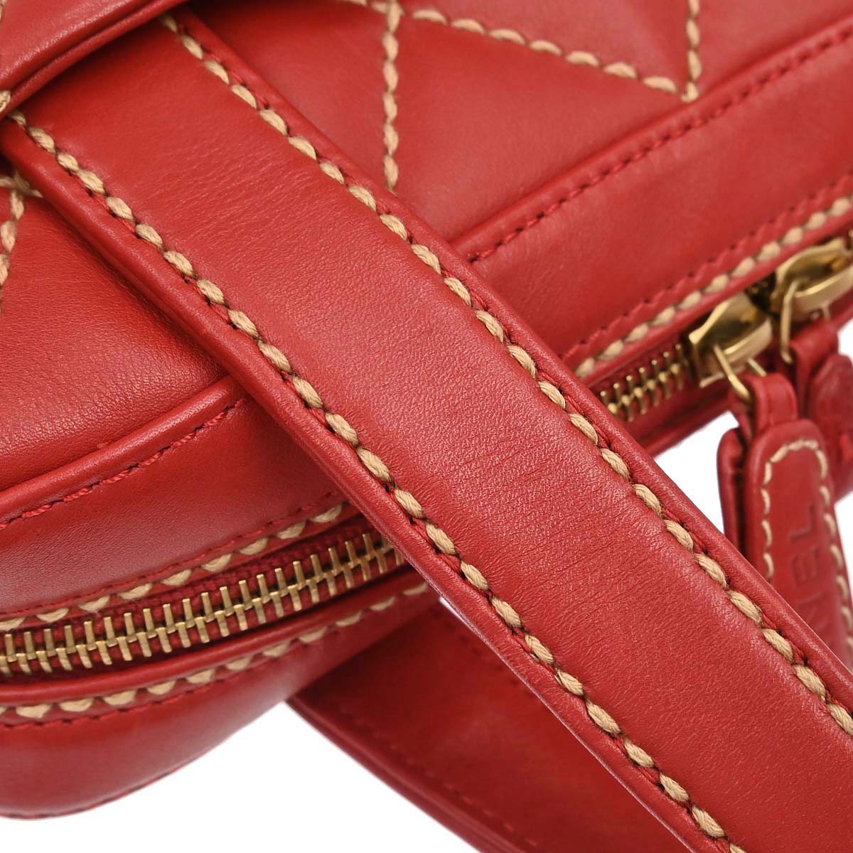 Chanel 2002-2003 Red Calfskin Wild Stitch Handbag