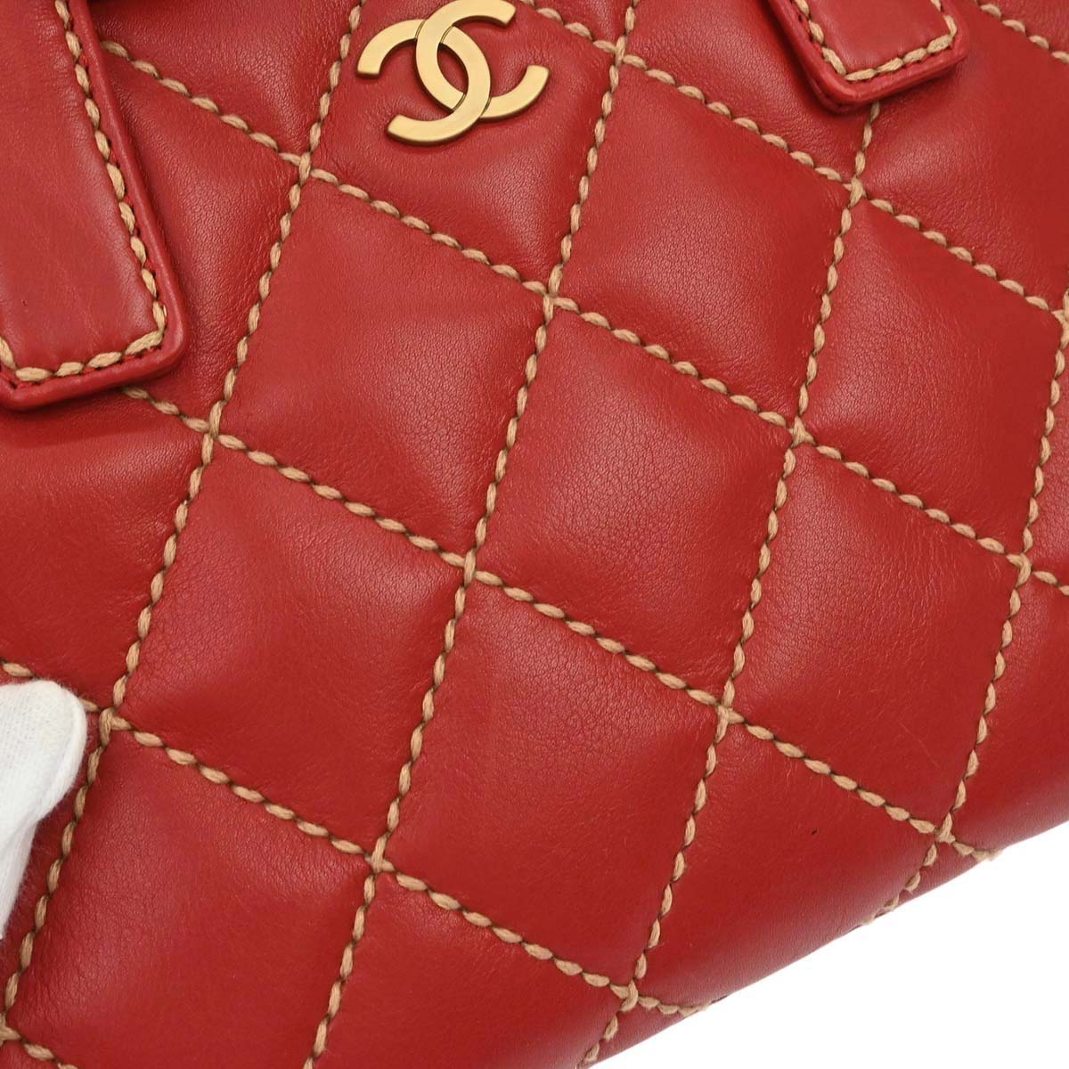 Chanel 2002-2003 Red Calfskin Wild Stitch Handbag
