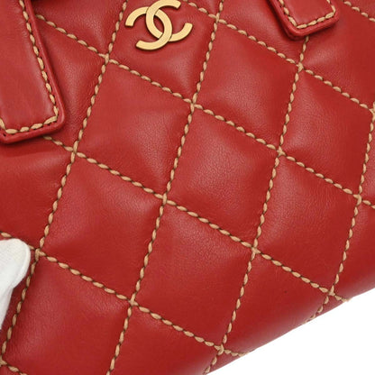 Chanel 2002-2003 Red Calfskin Wild Stitch Handbag