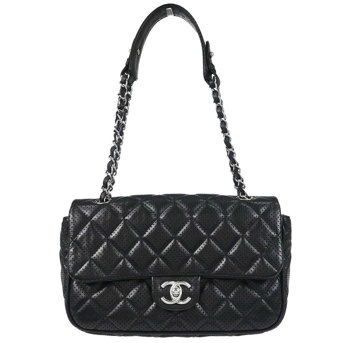 Chanel Black Perforated Lambskin Handbag