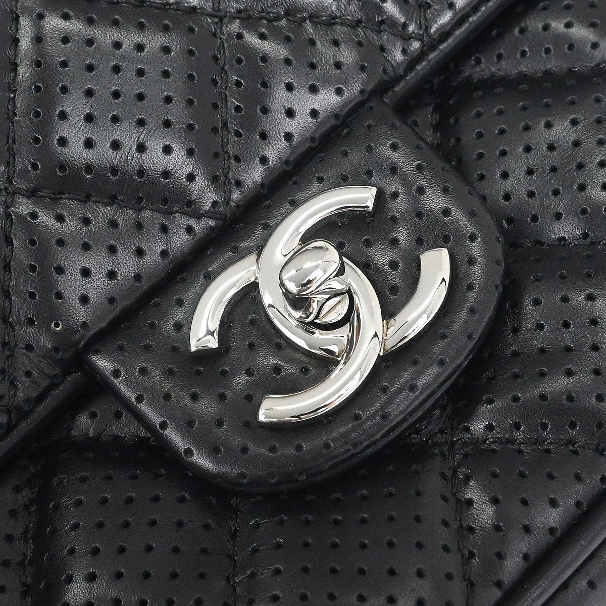 Chanel Black Perforated Lambskin Handbag