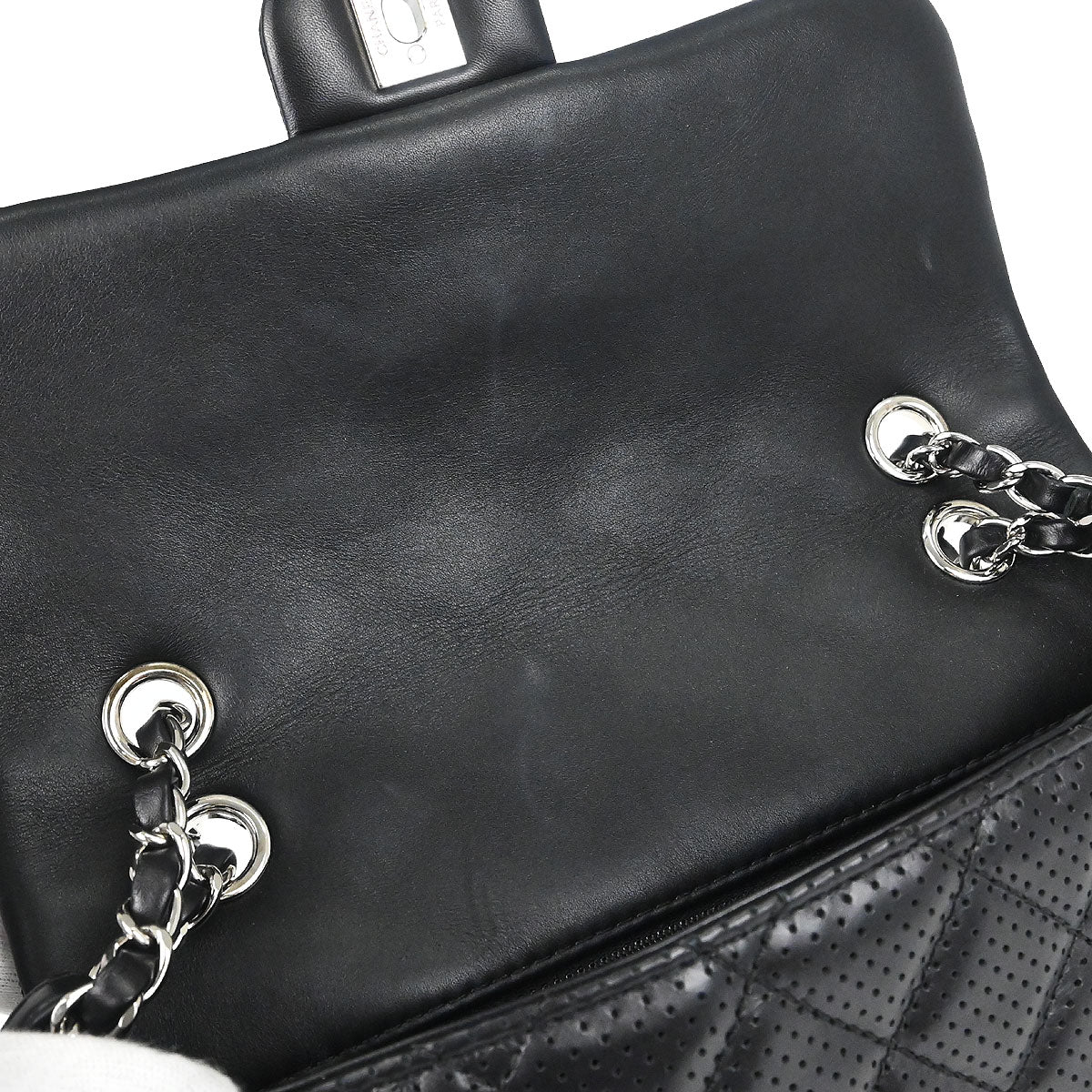 Chanel Black Perforated Lambskin Handbag