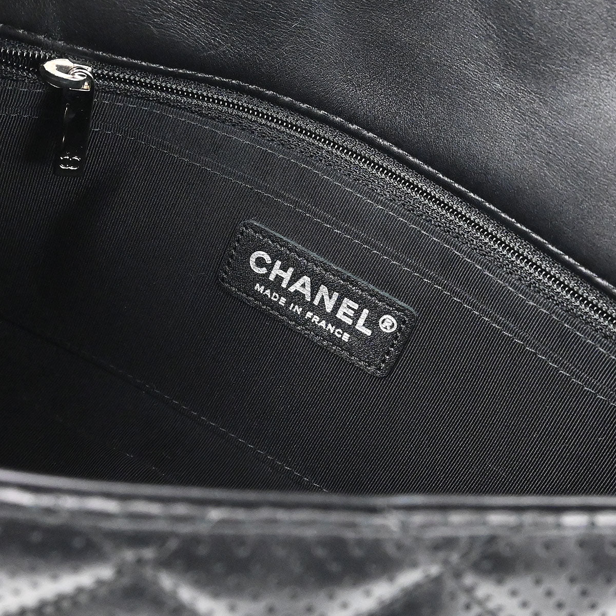 Chanel Black Perforated Lambskin Handbag