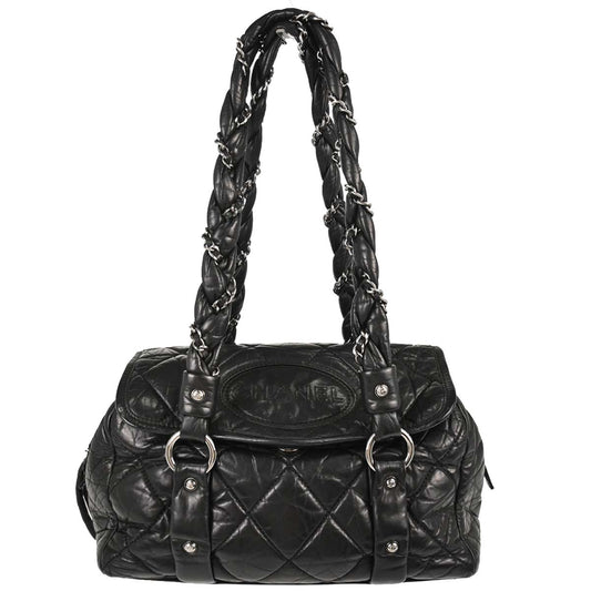 Chanel 2005-2006 Black Calfskin Lady Braid Bowler Bag Handbag