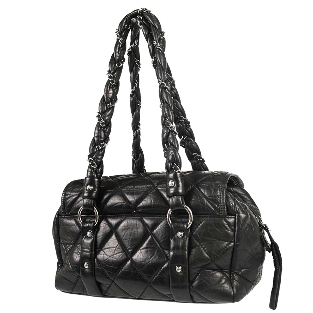 Chanel 2005-2006 Black Calfskin Lady Braid Bowler Bag Handbag