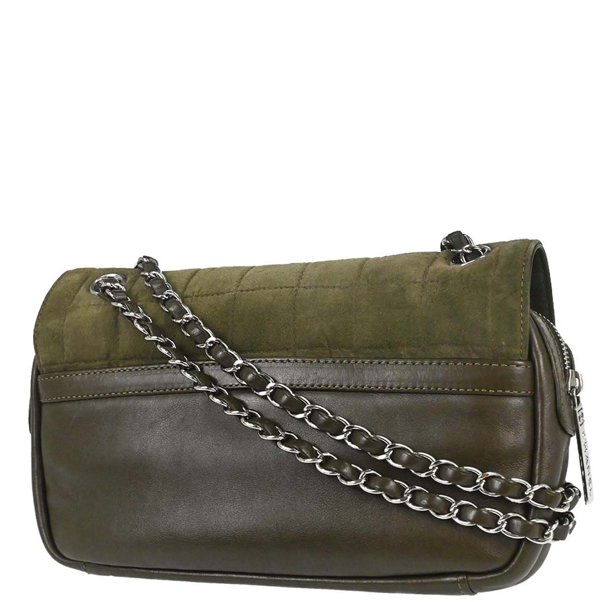 Chanel 2008-2009 Khaki Suede Sport Line Choco Bar Shoulder Bag