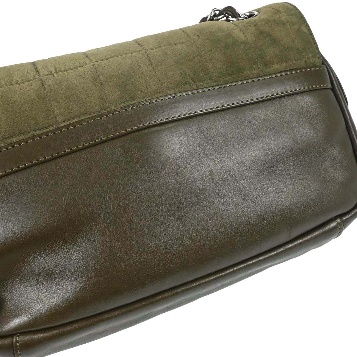 Chanel 2008-2009 Khaki Suede Sport Line Choco Bar Shoulder Bag